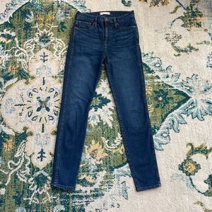 Madewell size 26 jeans 10” high rise skinny stretch dark blue